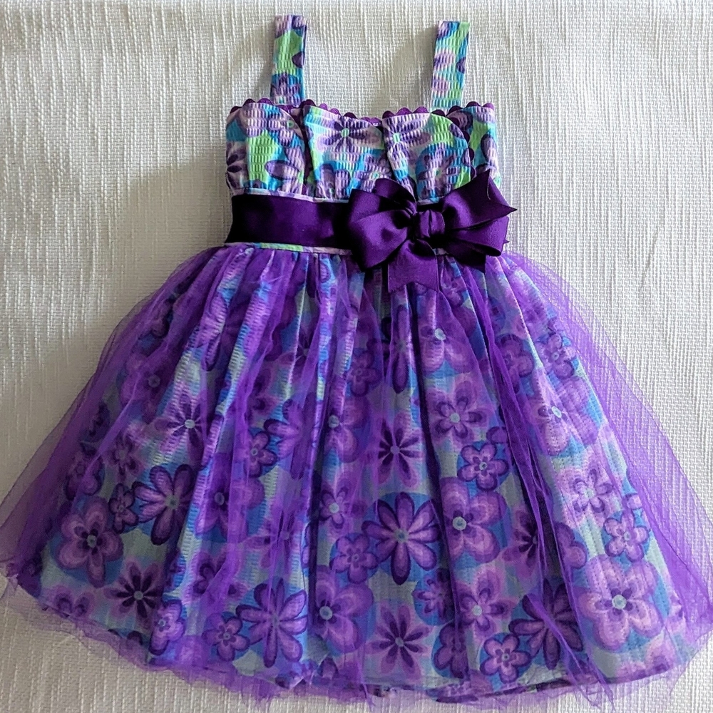 Purple Floral Kids Dress